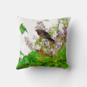 ブラックバードとローズヒップデザインクッション クッション (裏面)