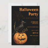 ブラックバードオレンジジャックランタンハローウィンパーティ 招待状 (正面)