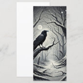 ブラックバードクロウダークウィンターナイトクリスマスカード (正面/裏面)