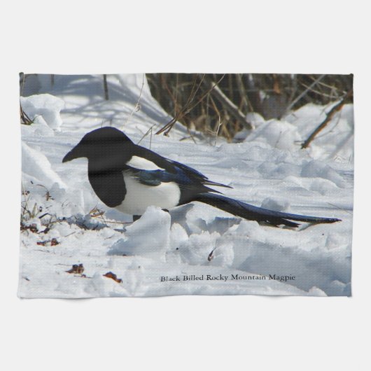 ブラックバードロッキーマウンテンのマグパイキッチンタオル キッチンタオル (横)