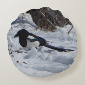 ブラックバードロッキーマウンテンマグパイ円枕 ラウンドクッション (裏面)