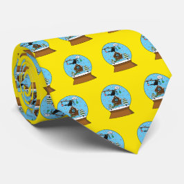 ブラックバード歌唱のスノーグローブ ネクタイ