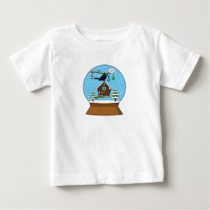 ブラックバード歌唱のスノーグローブ ベビーTシャツ