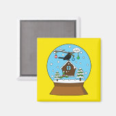 ブラックバード歌唱のスノーグローブ マグネット (正面/裏面)