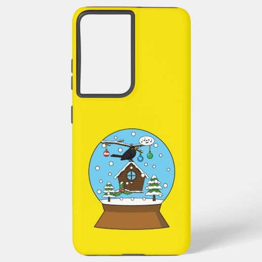 ブラックバード歌唱のスノーグローブ SAMSUNG GALAXYケース (裏面)