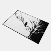 ブラックバード・カラスまたはラヴェンス ドアマット (アングル)