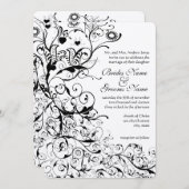 ブラックバード&スワール結婚式招待状 招待状 (正面/裏面)