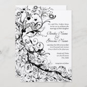 ブラックバード&スワール#8結婚式招待状 招待状 (正面/裏面)