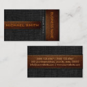 ブラックバーラップリネン素朴ジュートルックレザー 名刺 (正面/裏面)