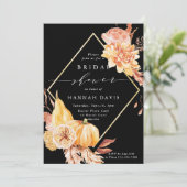 ブラックバーントオレンジテラコッタフローラブライダルシャワー 招待状 (スタンド正面)