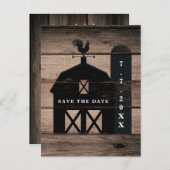 ブラックバーンドブラウン素朴ウッド結婚式の日付を保存 案内ポストカード (正面/裏面)