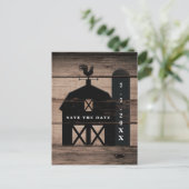 ブラックバーンドブラウン素朴ウッド結婚式の日付を保存 案内ポストカード (スタンド正面)