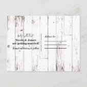 ブラックバーンホワイトウッド素朴ウェディング日付を保存 案内ポストカード (裏面)