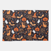 ブラックバ図解入りの、写真付きのッグ上の可愛いハロウィンキャラクター キッチンタオル (横)