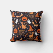 ブラックバ図解入りの、写真付きのッグ上の可愛いハロウィンキャラクター クッション (正面)