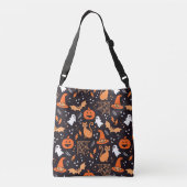 ブラックバ図解入りの、写真付きのッグ上の可愛いハロウィンキャラクター クロスボディバッグ (裏面)