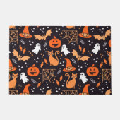 ブラックバ図解入りの、写真付きのッグ上の可愛いハロウィンキャラクター ドアマット (正面)