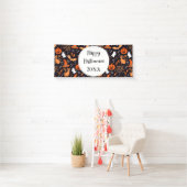 ブラックバ図解入りの、写真付きのッグ上の可愛いハロウィンキャラクター 横断幕 (インサイチュ)