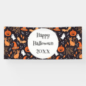 ブラックバ図解入りの、写真付きのッグ上の可愛いハロウィンキャラクター 横断幕 (横)