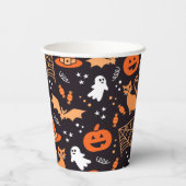 ブラックバ図解入りの、写真付きのッグ上の可愛いハロウィンキャラクター 紙コップ (裏面)