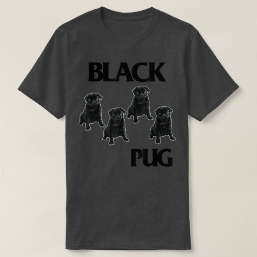 ブラックパおもしろいグ愛する音楽かわいい子犬のフラッグアート Tシャツ (デザイン正面)