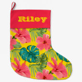 ブラックパイナップルとハイビスカス ラージクリスマスストッキング (正面)