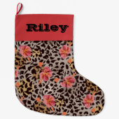 ブラックパイナップルとハイビスカス ラージクリスマスストッキング (正面)