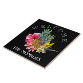 ブラックパイナップルウェルカムサインファミリー名 タイル (側面)