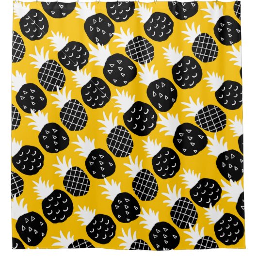 ブラックパイナップル シャワーカーテン (正面)