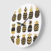 ブラックパイナップル：ユニークテクスチャセット ラージ壁時計 (傾斜)