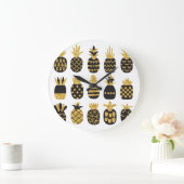 ブラックパイナップル：ユニークテクスチャセット ラージ壁時計 (ホーム)