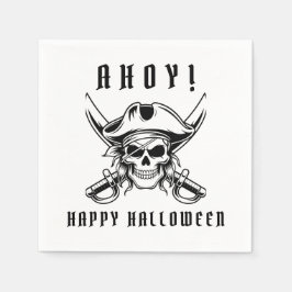 ブラックパイレーツスカル ハロウィンパーティー スタンダードカクテルナプキン