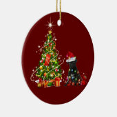 ブラックパグとハットスカフクリスマス セラミックオーナメント (右)