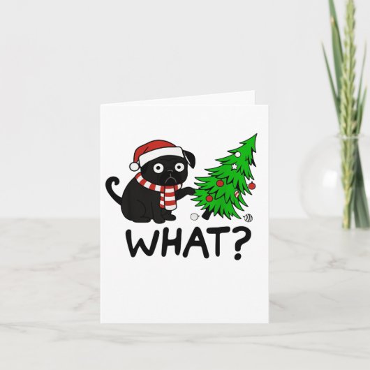 ブラックパグのクリスマスギフトアイデア シーズンカード (正面)