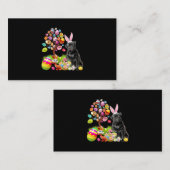 ブラックパグイースター卵の木の犬バニーイースターデー 名刺 (正面/裏面)