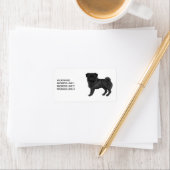 ブラックパグキュート漫画の犬のデザインとカスタム文字 ラベル (インサイチュ)