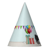 ブラックパグキュート漫画の犬カラフル誕生日 パーティーハット (左)