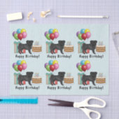 ブラックパグキュート漫画の犬カラフル誕生日 薄葉紙 (クラフト)