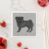 ブラックパグドッグカヌカワイカートカートゥーンイラストレーション スタンダードカクテルナプキン (インサイチュ)