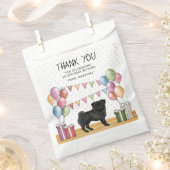 ブラックパグドッグカラフルパステル誕生日サンキュー フェイバーバッグ (クリップ留めされた状態)
