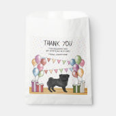 ブラックパグドッグカラフルパステル誕生日サンキュー フェイバーバッグ (正面)