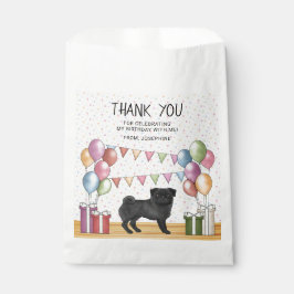 ブラックパグドッグカラフルパステル誕生日サンキュー フェイバーバッグ