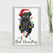 ブラックパグドッグバフンプグクリスマスおもしろい シーズンカード (正面)