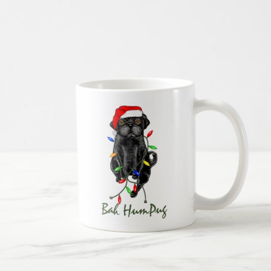 ブラックパグドッグバフンプグクリスマスおもしろい フロストグラスビールジョッキ (右)