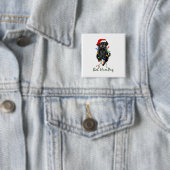 ブラックパグドッグバフンプグクリスマスおもしろい 缶バッジ (インサイチュ)