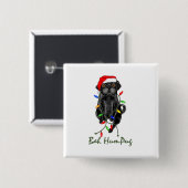 ブラックパグドッグバフンプグクリスマスおもしろい 缶バッジ (正面&裏面)
