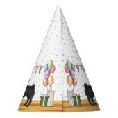 ブラックパグドッグパカラフルステルハッピーバースデー パーティーハット (裏面)