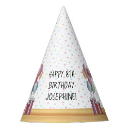 ブラックパグドッグパカラフルステルハッピーバースデー パーティーハット