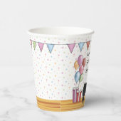 ブラックパグドッグパカラフルステルハッピーバースデー 紙コップ (右)