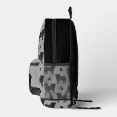 ブラックパグドッグモップデザインパターン名グレー プリントバックパック (右)